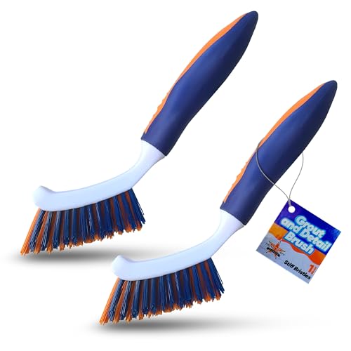 Bring It On Grout Cleaning Brush 2-Pack – Crevice Cleaning Brush with Stiff Nylon Bristles, 8-Inch Heavy-Duty Scrub Brush for Tile, Grout, Shower, Bathroom, Kitchen, Corners & Tight Spaces