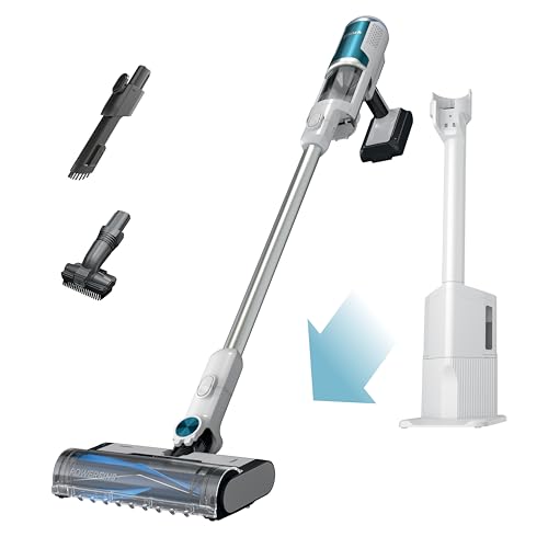Shark Clean & Empty Cordless Stick Vacuum & Auto-Empty System | HEPA Filter | Lightweight, Portable, Rechargeable | Stick Vacuum for Pet Hair | Carpets & Hard Floors | 40-Min Runtime | White | BU3521