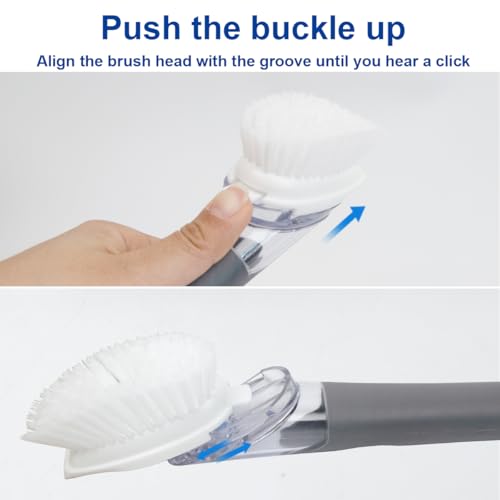 CELOX Dish Brush with Soap Dispenser, Heavy Duty Dishwand Kit, Includes 1 Wand & 3 Dish Brush Refill Heads
