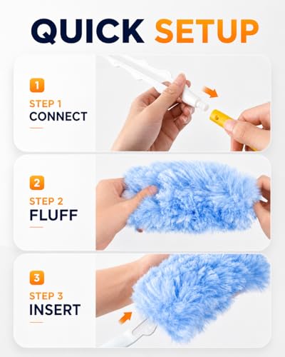 20 Count 360° Duster Refills with 1 Handle,Compatible with Swiffer Duster