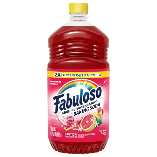 Fabuloso 2X Multi-Purpose Cleaner with Baking Soda, No Rinse Floor Cleaner, Long-Lasting Freshness, Citrus and Fruits Scent, 56 fl oz