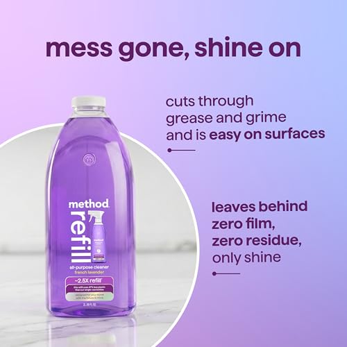 Method All-Purpose Cleaner Refill, French Lavender - Cuts Grease & Grime on Counters, Glass, Sealed Wood & Floors, for Kitchen & Bathroom, 68 fl oz, 6 pack
