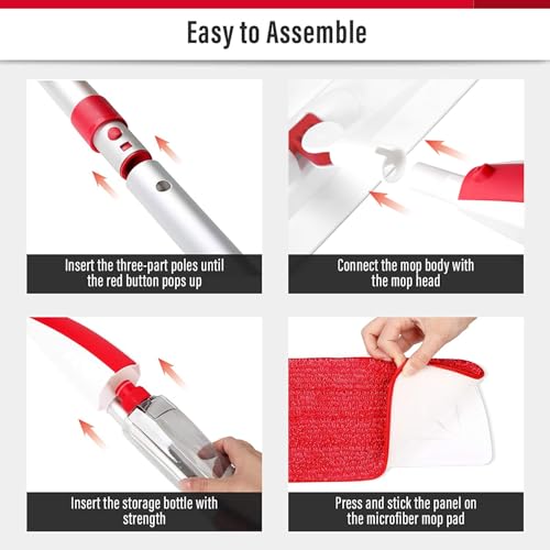 Wet Spray Mop for Floor Cleaning with 14 oz Bottle & 2 Microfiber Pads