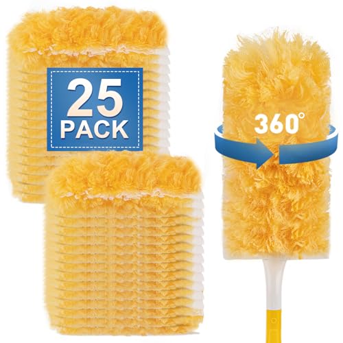 Heavy Duty Duster Refills, Unscented Disposable Dusters Kit for Cleaning Dusting Furniture Blind Ceiling Fan, Multi Surface 360 Feather Duster(25)