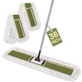 36" Commercial Dust Mop for Janitor: Wide Dust Broom Heavy Duty Industrial Floor Duster with 2 Large Pads for Hardwood Concrete Dry Floor Cleaning Gym Warehouse Sweeping