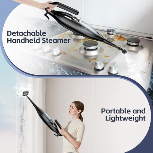 Steam Mop, 12-in-1 Powerful Handheld Steam Cleaner Detachable Steam Mops for Floor Cleaning, 565ML Removable Tank, 23FT Power Cable, MultiPurpose Steamer for Hardwood, Tile, Grout, Furniture