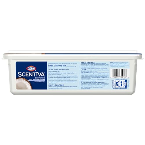 Clorox Scentiva Disinfecting Wet Mop Pad, Disposable Mop Heads, Coconut and Waterlily, 2 Packs, 24 Wet Refills Per Pack (Package May Vary)
