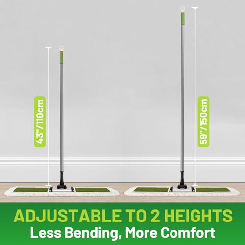 36" Commercial Dust Mop for Janitor: Wide Dust Broom Heavy Duty Industrial Floor Duster with 2 Large Pads for Hardwood Concrete Dry Floor Cleaning Gym Warehouse Sweeping