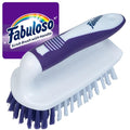 Fabuloso Cleaning Brush with Handle Compact Handheld Household Scrub Brush Kitchen Bathroom Baseboards Tile and Floors Firm Bristles Indoor Surface Cleaning White Purple 5.5 Inch Everyday Cleaning