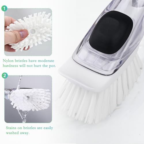 New Brush Refills for OXO New Soap Dispensing Dish Brush - 4 Pack Dish Brush Cleaning Soap Dispensing Head Replacement for Scrubber