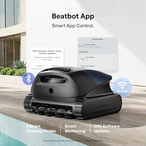 Beatbot Sora 10 Cordless Pool Vacuum Robot for Inground & Above Ground Pools, 6800 GPH Suction, Floor/Wall/Waterline/Shallow Area Cleaning, Waterline Parking, 300 Mins Runtime, Midnight Blue