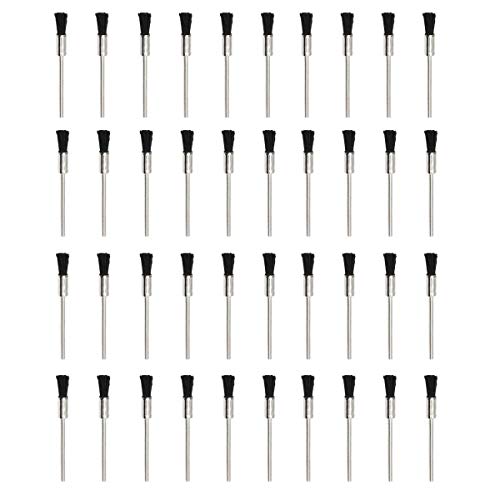 COMOK Nylon Bristle Brushes Black Pen Shape Cleaning Brushes 1/8" Shank Fit Dremel Diamond Walnut Bodhi Jade Silverware Polishing 40PCS