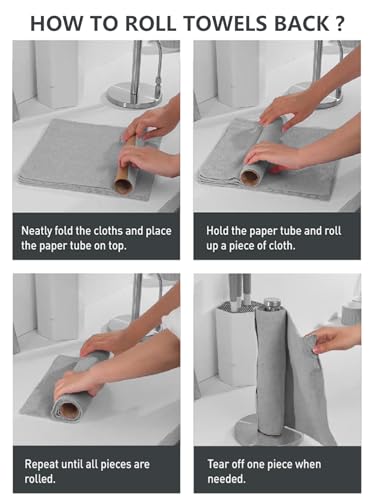 Fantasticlean Microfiber Cleaning Cloth Roll -40 Pack, Tear Away Microfiber Towels, 12" x 12", Reusable, Washable, Scratch Free, Ultra Absorbent Dishcloth for All-Around Cleaning Supplies (White)
