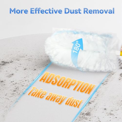 30 Pack Dusters Refills Compatible with Swiffer Duster Handle Models, 180° One Sided Duster Refills for Short and Extendable Handles, with 1 Pack Handle