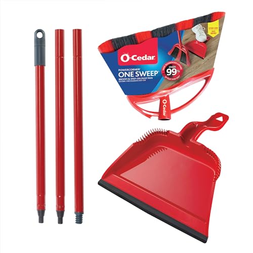 O-Cedar One Sweep Broom & Step-On Dustpan Set | Patented Wave Bristles Remove Over 99% of Dirt in One Pass | Lightweight & Quiet for Pet-Friendly Cleaning