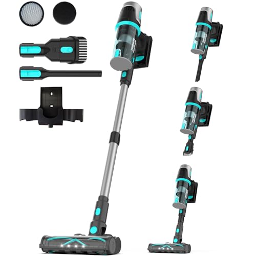 Bagotte Cordless Vacuum Cleaner,65KPa 65Mins Stick Vacuum with Self-Standing,Anti-Tangle Touch Screen LED Display, Detachable Battery Pack, Rechargeable Vacuum for Floor/Carpet/Pet Hair