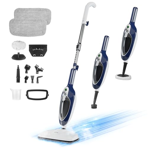 Steam Mop with Detachable Handheld Steamer All-in-one 11 Accessories, 23Ft Power Cord,3-Level Steam,Fast Heating MultiPurpose Steam Cleaner for Hard Floor, Carpets, Furniture, Windows, Clothes etc.