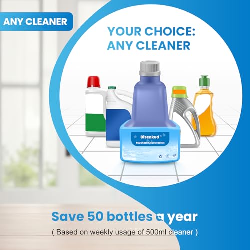 Bisenkud Refillable Bottle for Swiffer® Wet Jet™ Mop - 500ml /17 FL OZ - Leak-Proof HDPE Solution Bottle, Empty，Not for Power mop