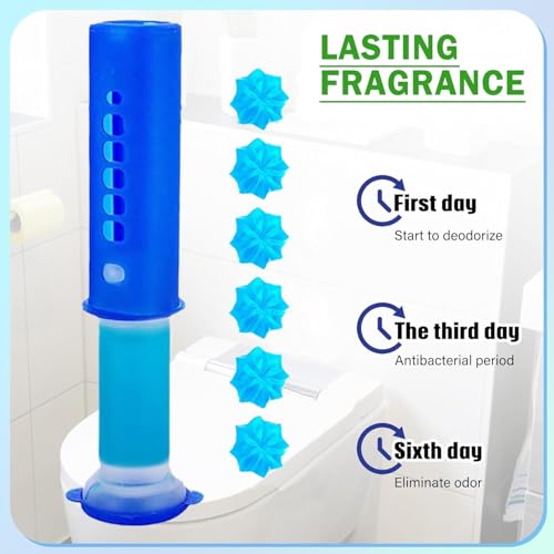 Solala 6 Packs Toilet Bowl Gel Stamp - Replacement Gel Toilet Bowl Cleaning Stamps Compatible with Scrubbing Bubbles, Stop Limescale and Rings, for Cleaning and Refreshing, 6 Pack with Dispenser