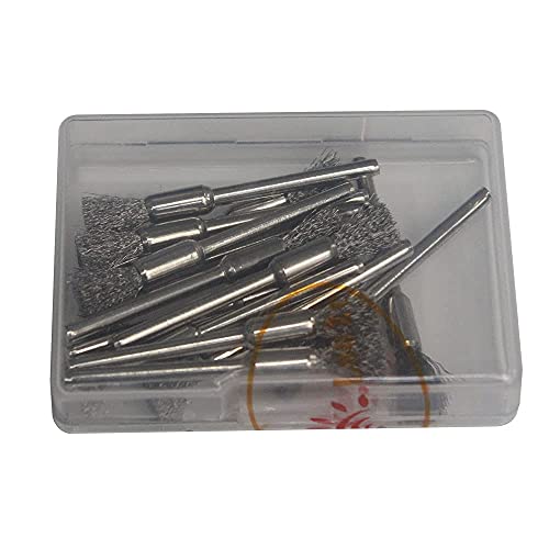 15 Pcs Pen Shape Stainless Steel Wire Brushes Wheel 1/8'' Mandrel Rust Removed Polishing Wheel for Dremel Rotary Tool