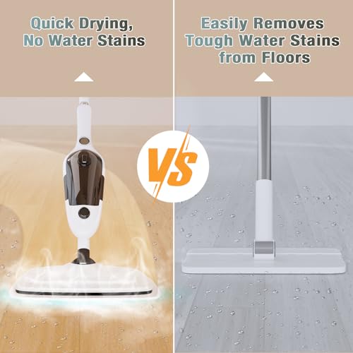 11-in-1 Steam Mop, Powerful Handheld Steam Cleaner for Home with 23FT Cord &15.2 OZ Water Tank, 3 Steam Modes MultiPurpose Steam Mop for Hardwood Floors, Clothes, Tile, Windows, Carpet