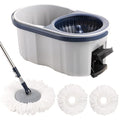 Spin Mop and Bucket Set 180° Swivel Mop Head Adjustable Telescopic Handle Dual Chamber Bucket 3 Refills Dual-Action Wringing Hand-Press Foot-Peda Hands-Free Self-Cleaning System for All Floor Types