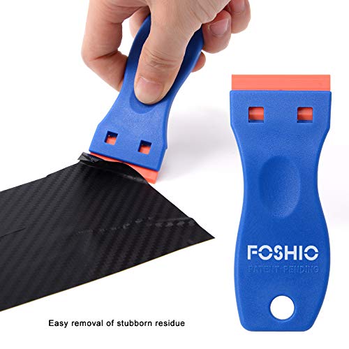FOSHIO Plastic Razor Blade Scraper Include 2PCS Scraper Tool and 100PCS Blades for Gasket Remover, Labels Decal and Adhesive Remover for Windows and Glass