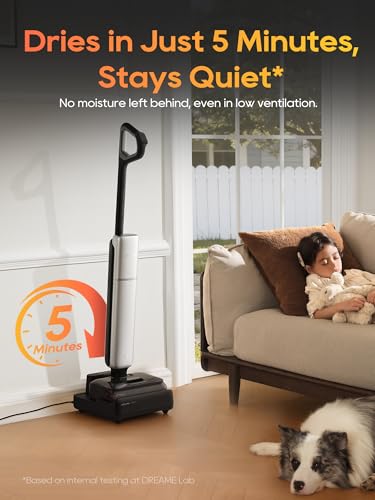 DREAME Aero Pro Wet Dry Vacuum Mop, Ultra-Slim with Hot Self-Cleaning/Self-Drying, 0 Hair Tangle Great for Pet Owner, Powerful Wet Dry Vacuum with 60min Runtime, Pick-up & Mop at The Same Time