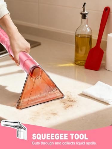 Portable Carpet & Upholstery Cleaner Machine for Pet Stains, Powerful Suction Spot Cleaner for Couch, Sofa, Car Interior & Rugs, Lightweight Compact Deep Cleaning Machine with Solution, Pink