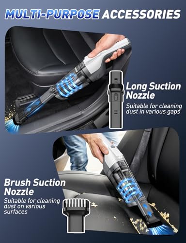 Handheld Vacuum Cordless, 15000PA Powerful Suction Hand Held Vacuum Cleaner, Car Vacuum Portable Cordless with Large-Capacity Dust Bin & LED Light, High Power Hand Vacuum for Home, Car, Office, Pet
