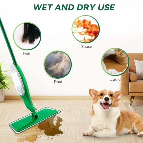 Mop Head Replacement for Libman Freedom Spray Mop - Washable Reusable Wet & Dry Cleaning - Microfiber Spray Mop Pads Refill for Multi-Surface Floor -4 Pack (Green）