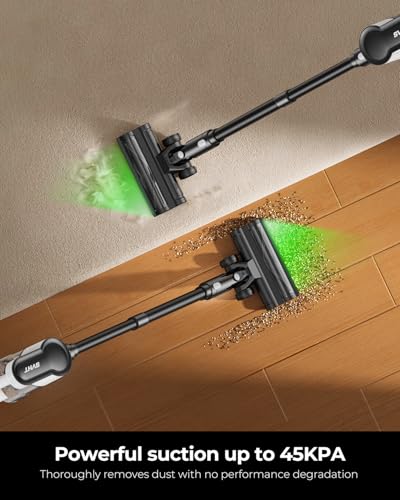 SVHT Cordless Vacuum Cleaner, 500W 45KPA 50Mins Stick Vacuum Cleaners for Home with LED Light, Self-Standing, Anti-Tangle Brush & 1.6L Dust Cup, Lightweight Vacuum for Pet Hair, Carpets, Hard Floors
