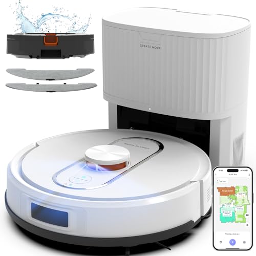 Bagotte Robot Vacuum and Mop Combo, 6000Pa Robotic Vacuum with Mapping, Self-Emptying Station for 90 Days Hands-Free, LiDAR Navigation, Wi-Fi/App/Alexa Voice Control, for Carpets & Hard Floors
