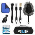 Poejeh 8-Piece Car Interior & Exterior Cleaning Kit - 160g Gel (128% More Than 70g), Boars Hair Brushes, Ultra-Soft Detail Brush, Microfiber Cloths, Duster | for Auto/Truck/SUV