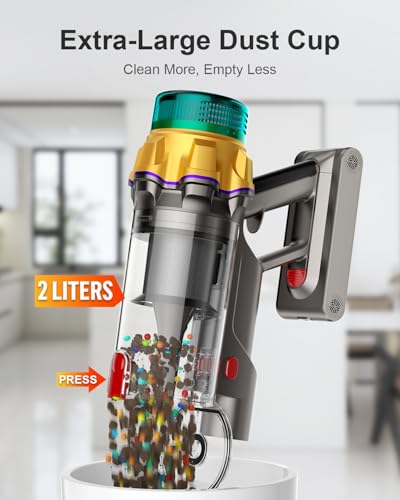 Cordless Vacuum Cleaner, 55KPA 650W 65Mins Extra-Large Dust Cup Cordless Stick Vacuum, Rechargeable Vacuum Cleaner with Self-Standing, Vacuum Cleaners for Home, Hardwood Floor, Carpet, Pet Hair