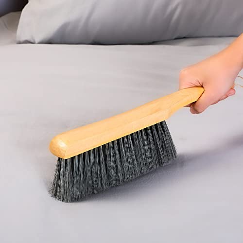 Patelai 2 Pieces Wooden Bench Brushes Fireplace Brush Natural Fiber Bench Soft Bristles Long Wood Handle Dust for Hearth Tidy Car Home Workshop Woodworking(Gray)