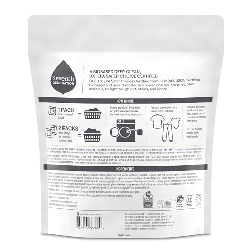 Seventh Generation, Laundry Detergent Packs Ultra Power Plus 42 Count, 29.6 Ounce