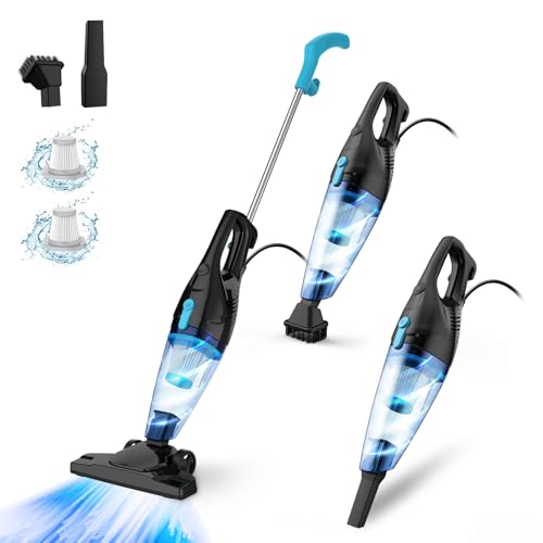 Corded Vacuum Cleaner, 4-in-1 Vacuum Cleaners for Home 15Kpa Power Suction Lightweight Corded Stick Vacuum with HEPA Filter Converts to Small Handheld Vacuum for Home, Pet Hair, Carpet, Hard Floors