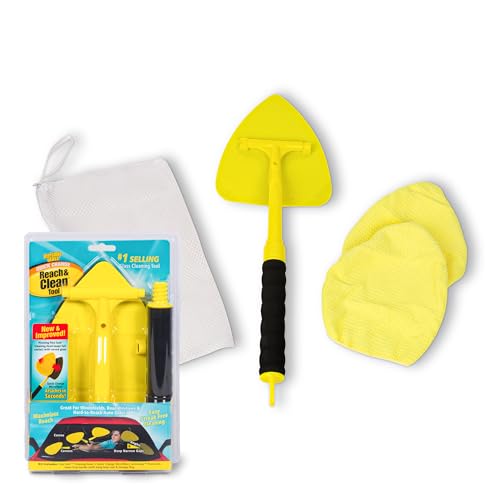Invisible Glass 95160 Reach & Clean Windshield Cleaning Tool and Car Window Cleaner Tool for Interior and Exterior Auto Glass, Trucks, SUVs, RVs and Home Windows with 2 Microfiber Pads and Storage Bag