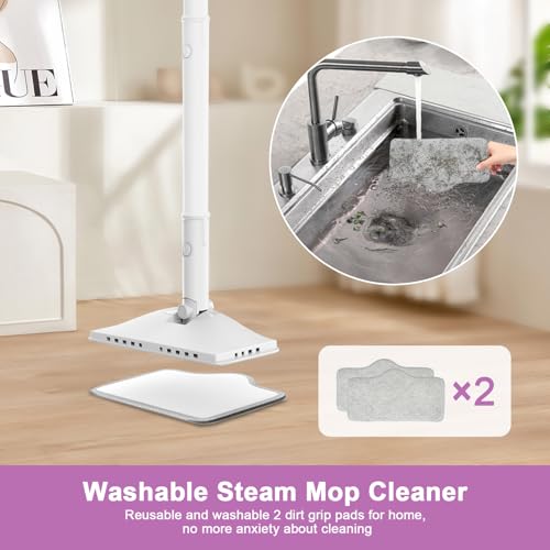 6-in-1 Steam Mop, 1200W Rotated Steam Cleaner for Home, 2 Modes, 400ML Removable Tank, 23FT Power Cord, 2 Pads, Multi-Surface Steamer for Hard Floor, Laminate Floor, Tiles Cleaning (Lunar Halo)