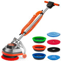 HHQ Commercial Floor Scrubber Machine with Brushes and Pads, Heavy Duty Floor Cleaner Polisher and Buffer- Deep Cleaning Tile and Grout, Hardwood Floors and Carpets without Getting on Hands and Knees