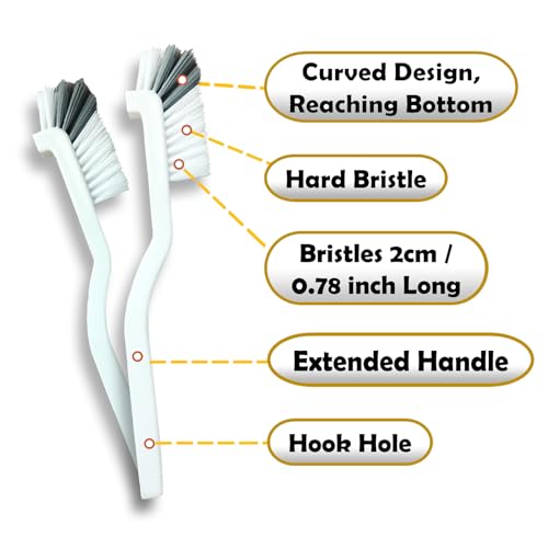 Betanull Crevice Cleaning Brush Set, Multi-Purpose Hard Bristle Brushes for Deep Cleaning Kitchen, Bathroom, Grout, Sink, Cup, Teapot, Bottle, Blender, Corners, Tight Spaces & More