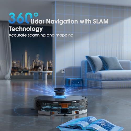 Robot Vacuum and Mop Combo, Mapping Robotic Vacuums Cleaner with 75 Days Self-Emptying, LiDAR Navigation Smart & Strong Suction, WiFi/App/Alexa/Voice Control, Quiet for Home Pet Hair Hard Floor Carpet