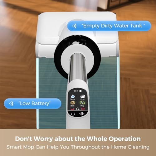 HABIUBIU Wet Dry Vacuum Cleaner, 23KPa Vacuum and Mop Combo, 180° Lay-Flat Design with Edge Cleaning, Self-Cleaning Vacuum Mop for Hard Floors, Up to 35 Min Runtime, LED Display & Voice Prompts