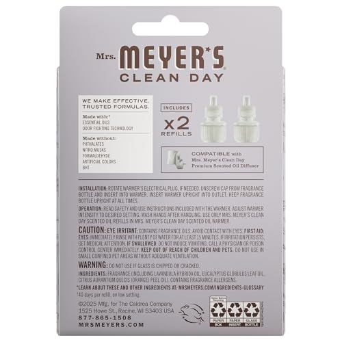 MRS. MEYER'S CLEAN DAY Scented Oil Refills, Lavender, contains 2 .67 fl oz refills
