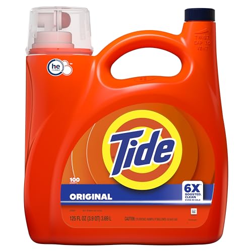 Tide Liquid Laundry Detergent, Original Scent, 125 fl oz, 100 Loads, Boosted Clean Even in Cold Water with Concentrated Washing Soap