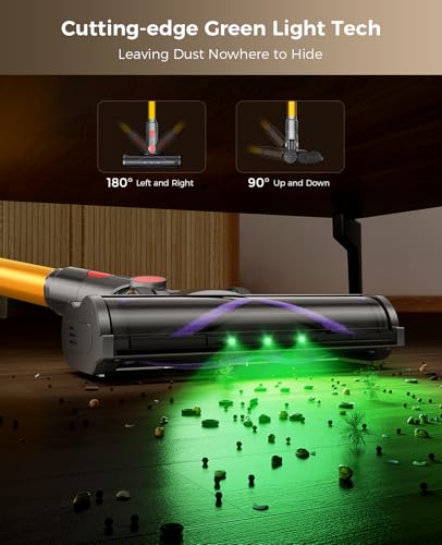 SVHT Cordless Vacuum Cleaner, 500W 45KPA Stick Vacuum Cleaners for Home, 45 Mins Lightweight Vac, Anti-Tangle, Rechargeable Battery for Home, Carpets,Pet Hair,Hardwood Floors,Car, Sofa, Stairs