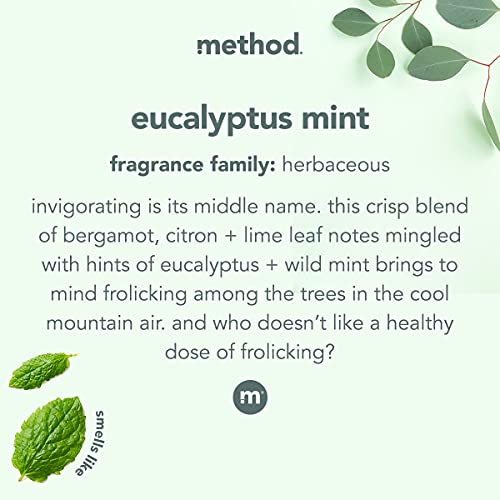 Method Daily Shower Cleaner Spray, & Spray and Walk Away, Eucalyptus Mint Scent, 28 Fl Oz, (Pack of 4), Packaging May Vary