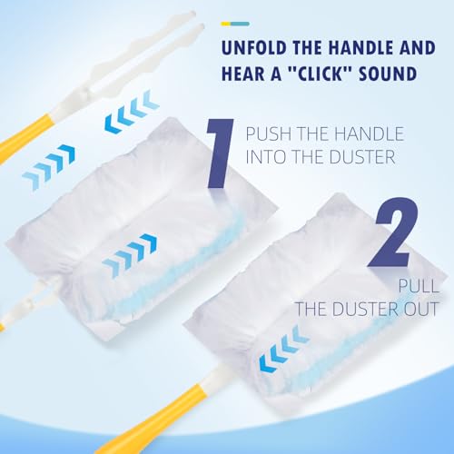 30 Count Duster Refills Compatible with Dusters 180° Handle Dusters, 180° Heavy Duty Multi-Surface Duster Replacement with 1 Standard Handle, Unscented