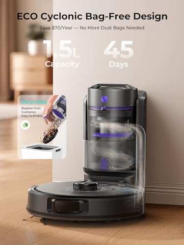Robot Vacuum and Mop, Upgraded Bagless Robot Vacuum Cleaner with Self-Emptying, 6000Pa Robotic Vacuum with LiDAR Navigation, Smart Mapping, Schedule, App/Alexa Control for Carpet/Pet Hair, Q20 Ultra